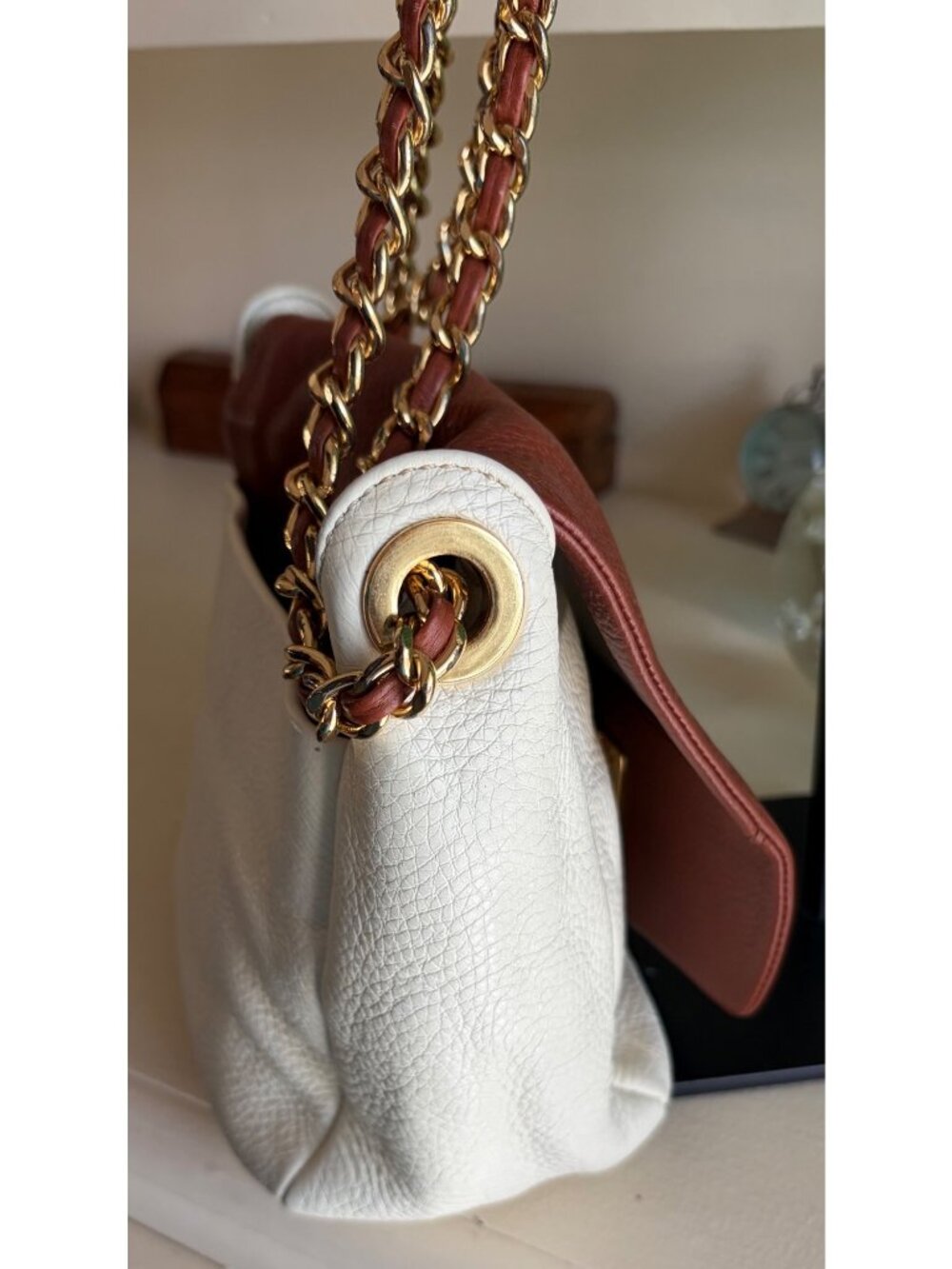 Vintage Tory Burch Leather Convertible Shoulder Chain Link Crossbody Handbag - Picture 6 of 14